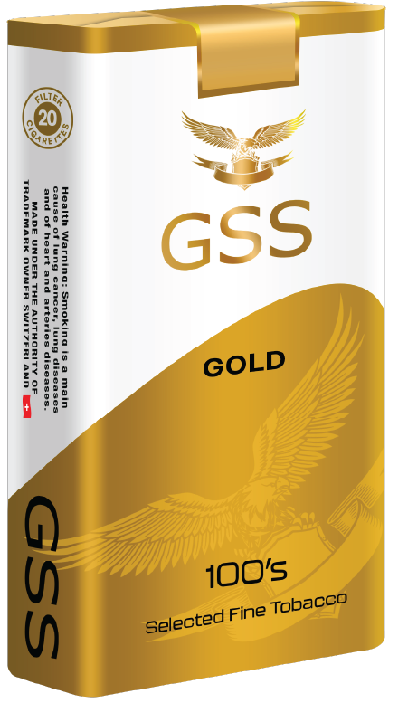 GSS 100s Premium Gold cigarettes retail packaging