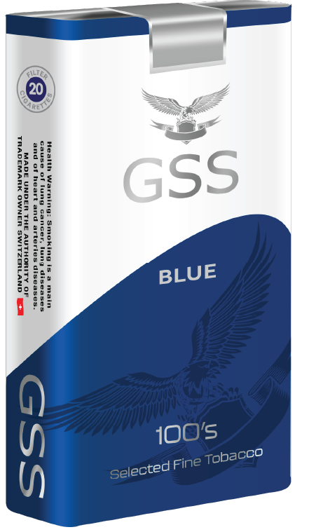GSS 100s Premium Blue cigarettes retail packaging