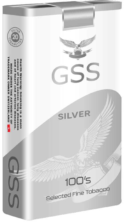 GSS 100s Premium Silver cigarettes retail packaging