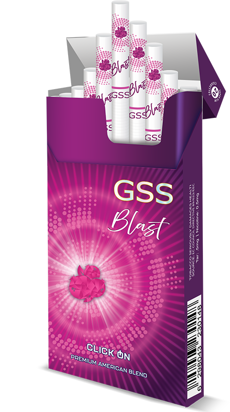 flavored GSS Super Slim Single Capsule Blueberry mint flavored cigarettes retail packaging