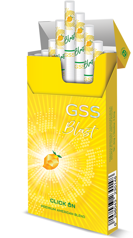 GSS Super Slim Single Capsule Mango flavored cigarettes retail packaging