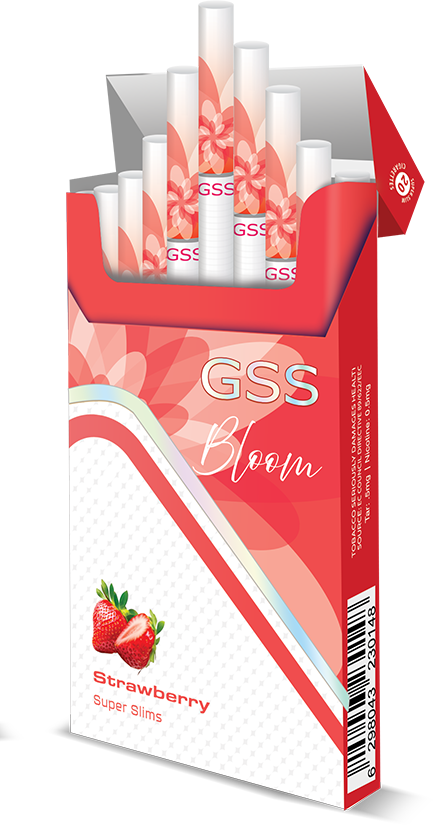 GSS Super Slims Bloom Strawberry Cigarettes retail packaging