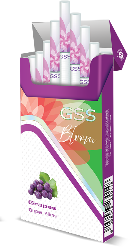 GSS Super Slims Bloom Grapes Cigarettes retail packaging