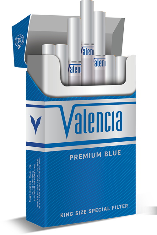 Valencia King Size Premium Blue cigarettes retail packaging