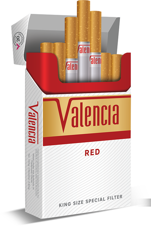 Valencia King Size White red cigarettes retail packaging