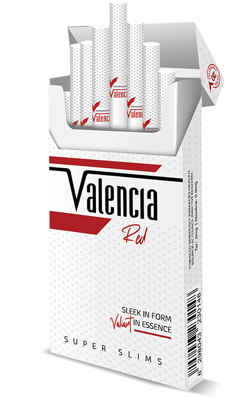 Valencia Super Slims Silver super slim red cigarettes retail packaging