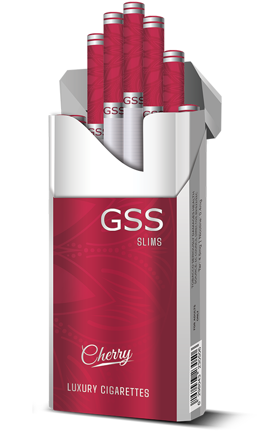GSS Super Slim Cherry cigarettes retail packaging